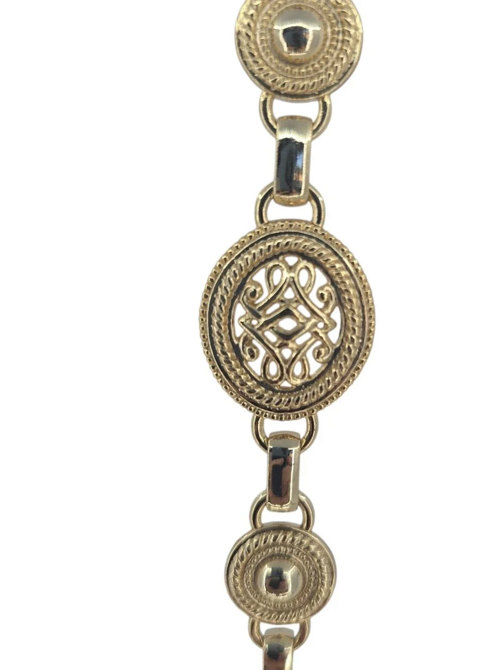 Metal Waist Chain Belt Size Medium/Large Vintage Gold Oval and Round Links
